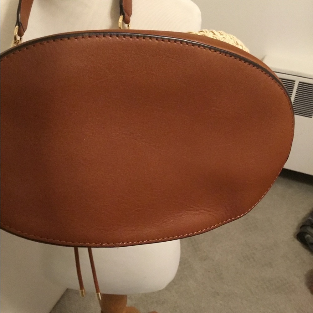 Lauren by RALPH LAUREN “Andie”Bucket Drawstring Straw & Leather Crossbody NWOT - Picture 8 of 16